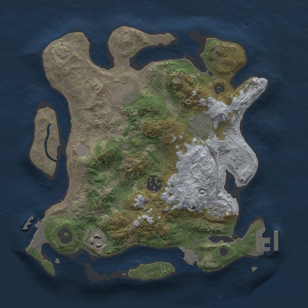 Rust Map: Procedural Map, Size: 3000, Seed: 1093244356, 12 Monuments