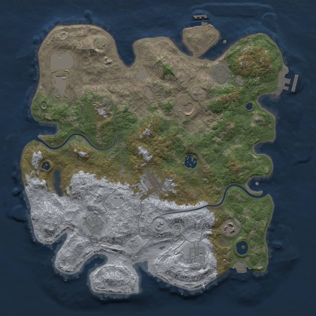 Rust Map: Procedural Map, Size: 3700, Seed: 536395015, 15 Monuments