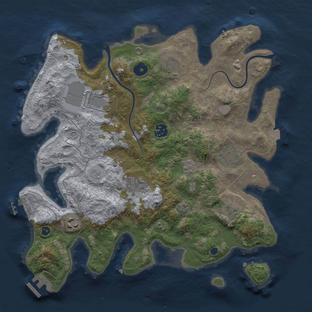 Rust Map: Procedural Map, Size: 3500, Seed: 653452, 14 Monuments