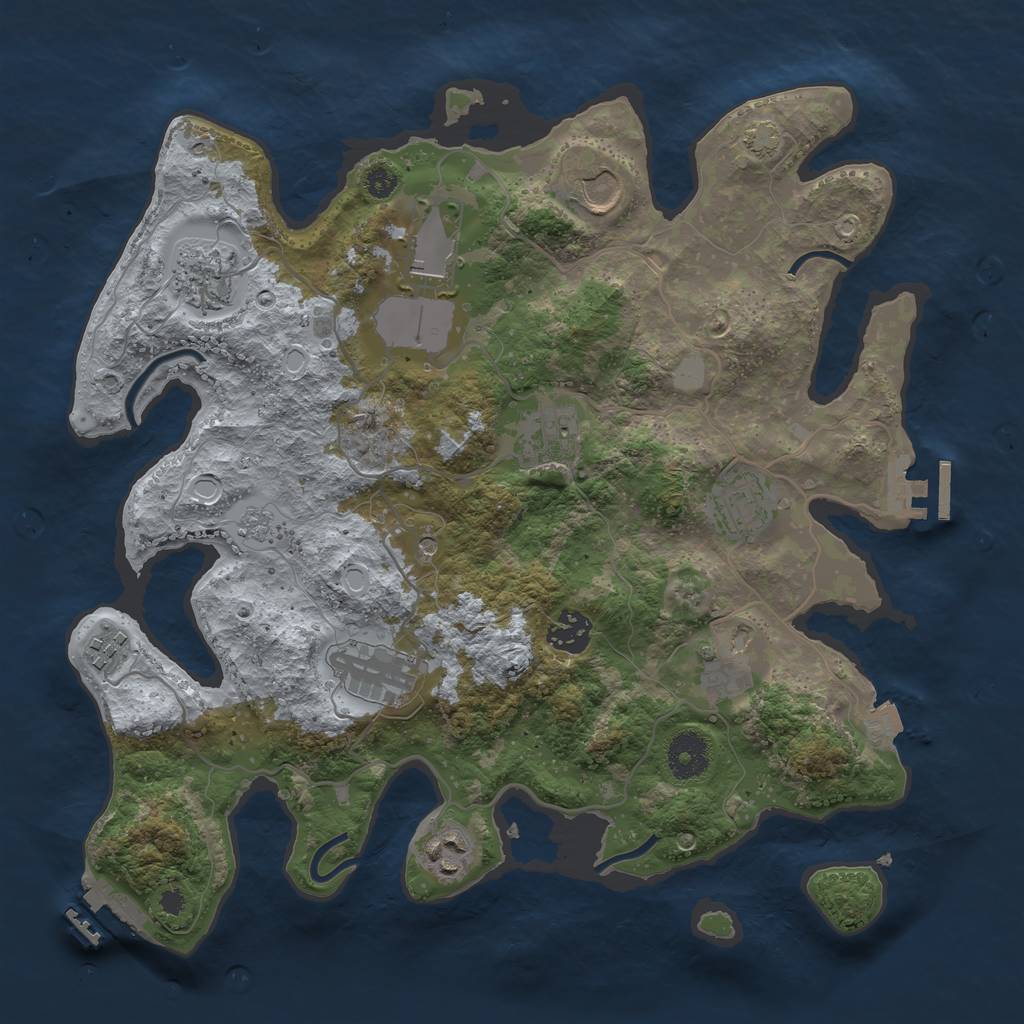 Rust Map: Procedural Map, Size: 3500, Seed: 653452, 18 Monuments