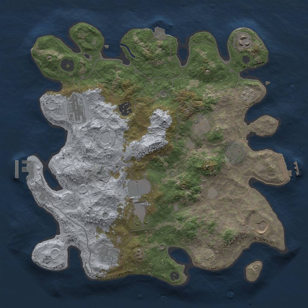 Rust Map: Procedural Map, Size: 3500, Seed: 2110452555, 17 Monuments