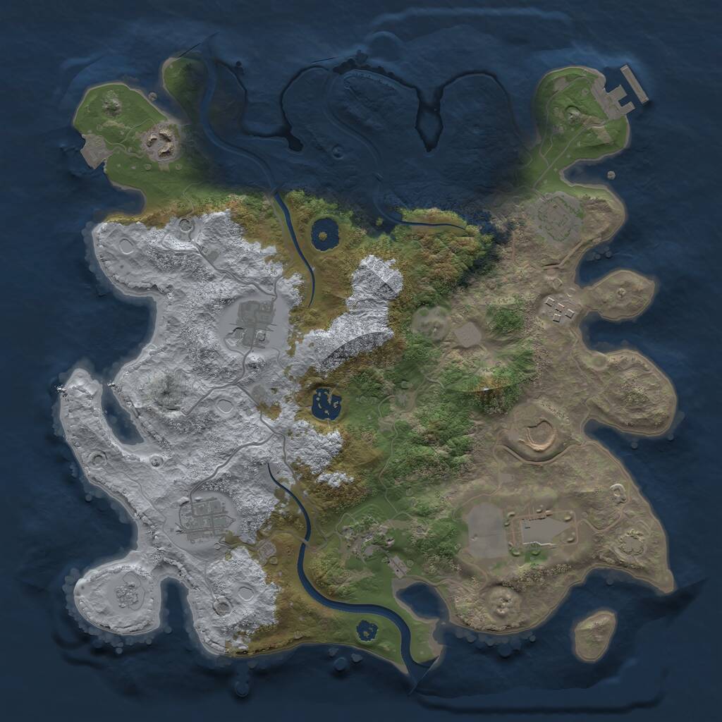 Rust Map: Procedural Map, Size: 3500, Seed: 2110452555, 14 Monuments