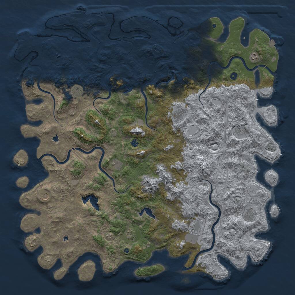Rust Map: Procedural Map, Size: 6000, Seed: 133240, 17 Monuments