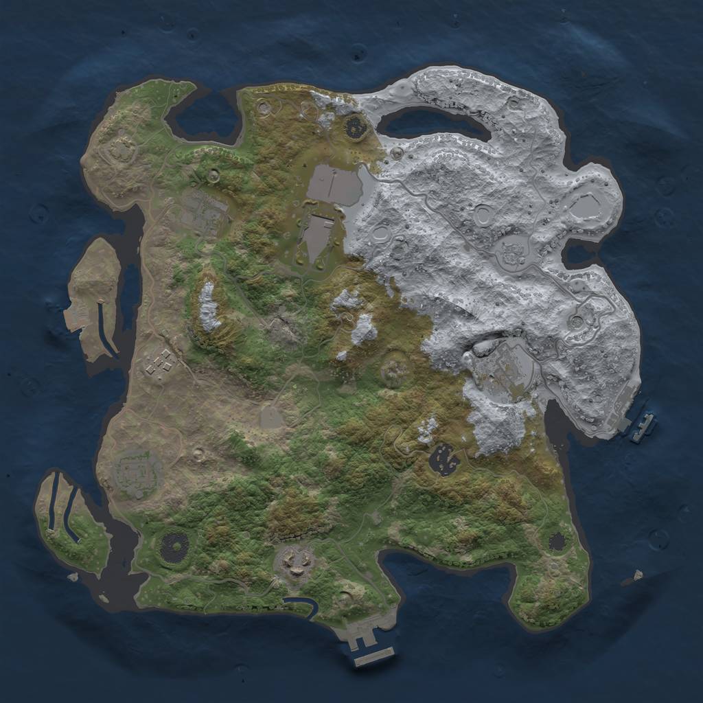 Rust Map: Procedural Map, Size: 3500, Seed: 290447194, 15 Monuments