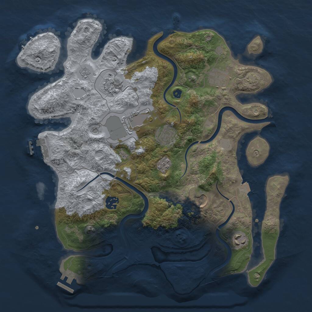 Rust Map: Procedural Map, Size: 3500, Seed: 112766707, 14 Monuments