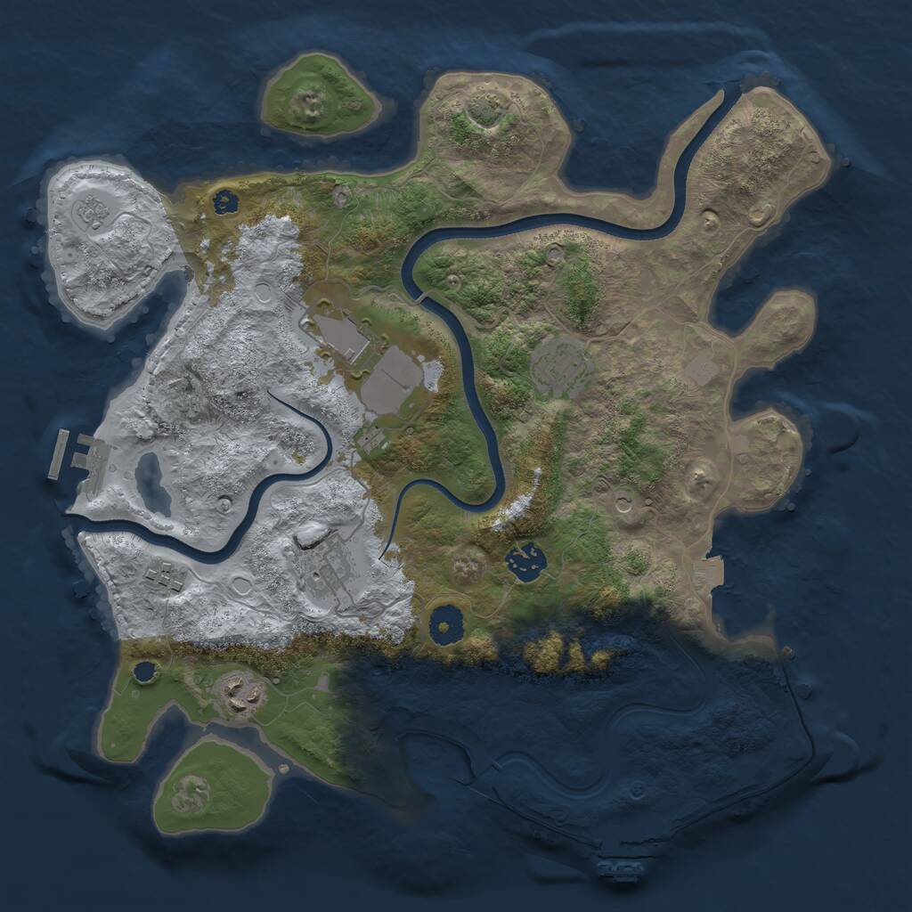 Rust Map: Procedural Map, Size: 3600, Seed: 1988916392, 12 Monuments