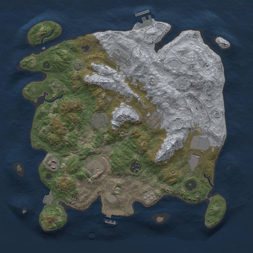 Rust Map: Procedural Map, Size: 3500, Seed: 1686634768, 16 Monuments
