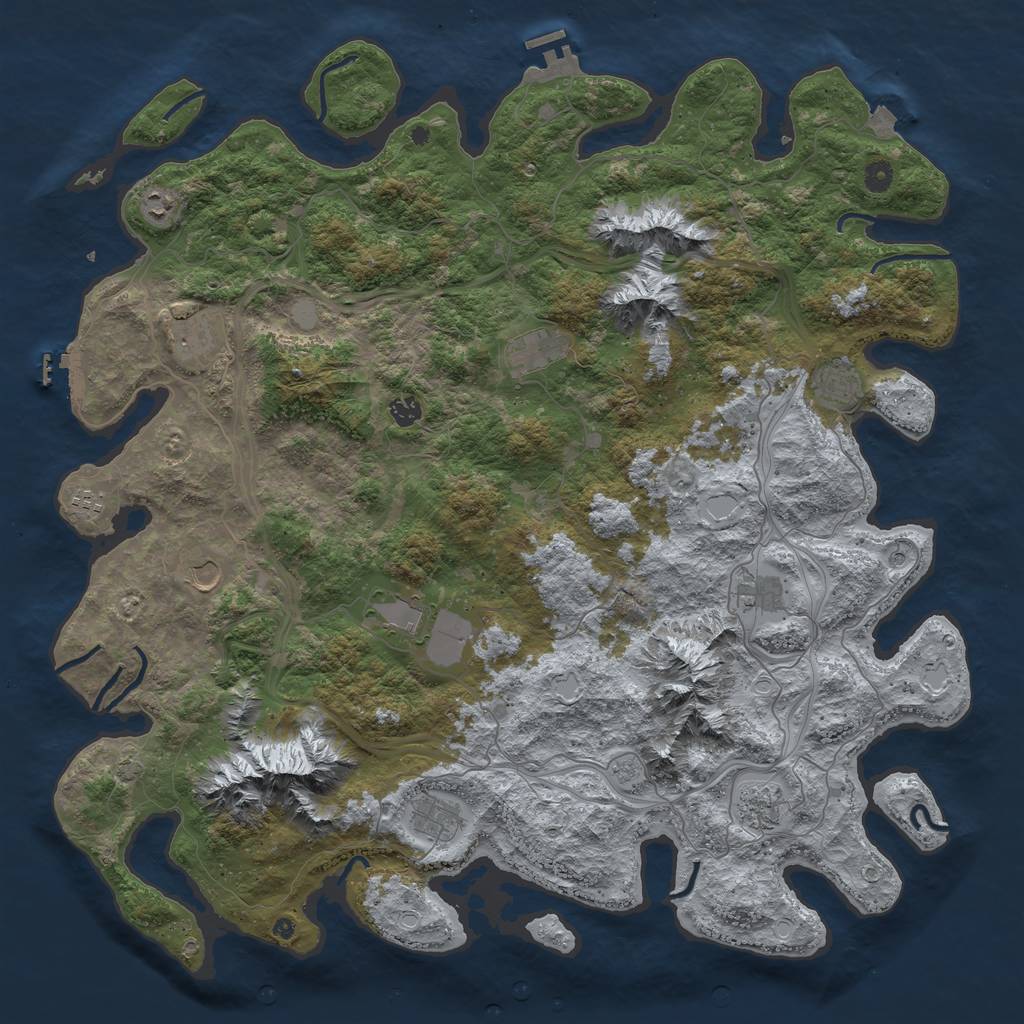Rust Map: Procedural Map, Size: 5000, Seed: 835441626, 19 Monuments