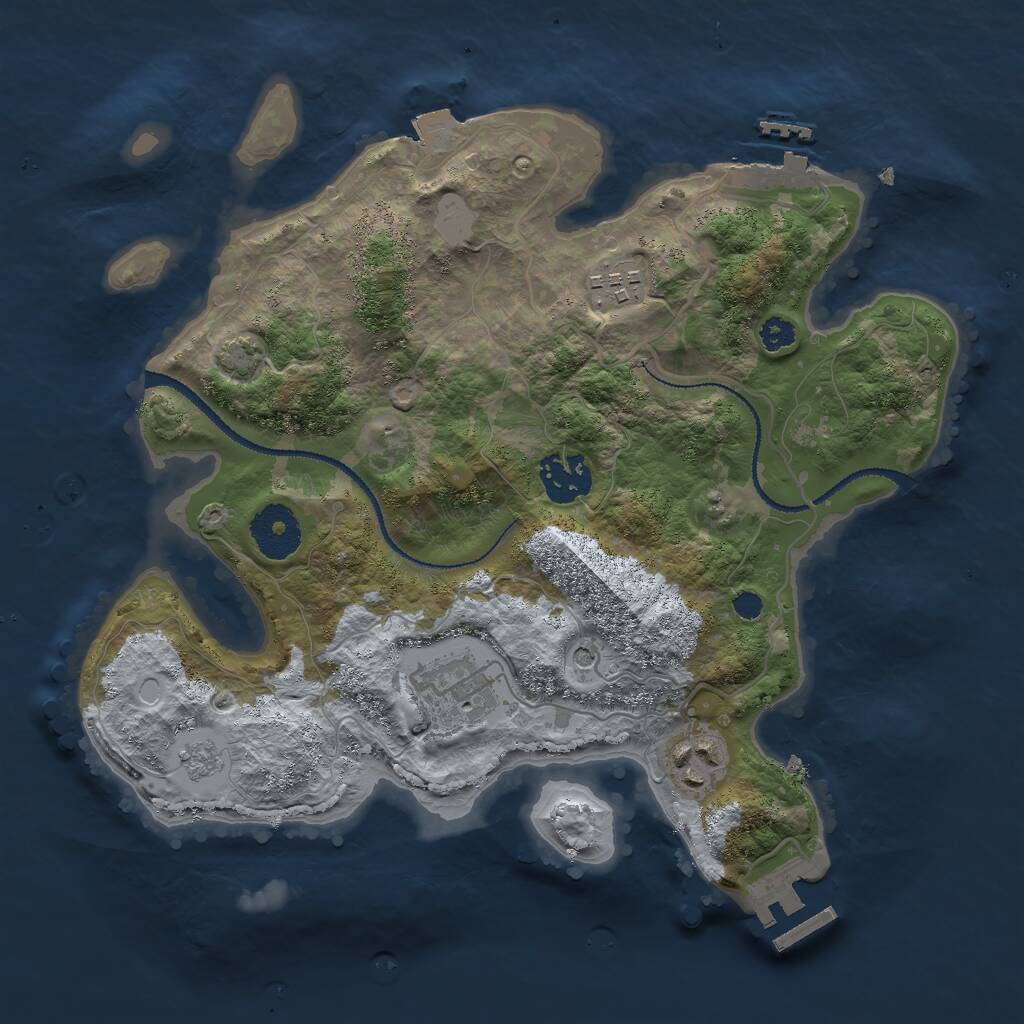 Rust Map: Procedural Map, Size: 3000, Seed: 56444, 10 Monuments