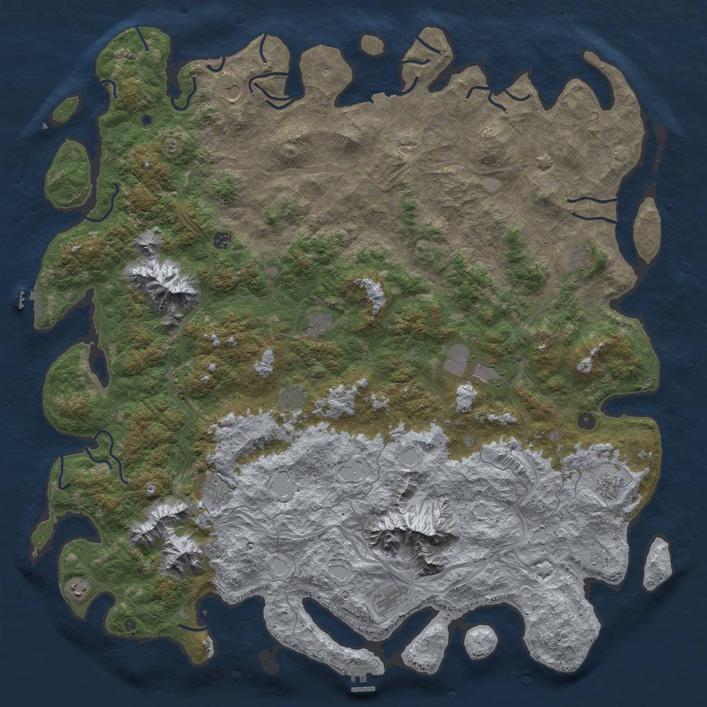 Rust Map: Procedural Map, Size: 6000, Seed: 1995246418, 19 Monuments