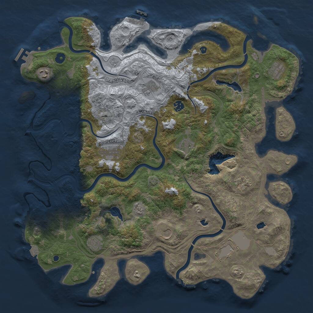 Rust Map: Procedural Map, Size: 4500, Seed: 2050198523, 17 Monuments