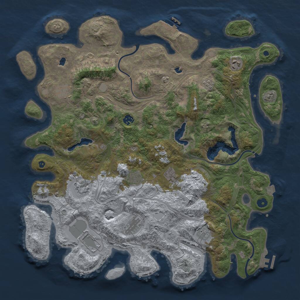 Rust Map: Procedural Map, Size: 4500, Seed: 98692882, 16 Monuments