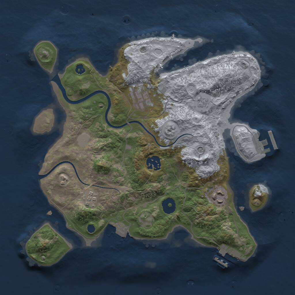 Rust Map: Procedural Map, Size: 3000, Seed: 833743078, 9 Monuments