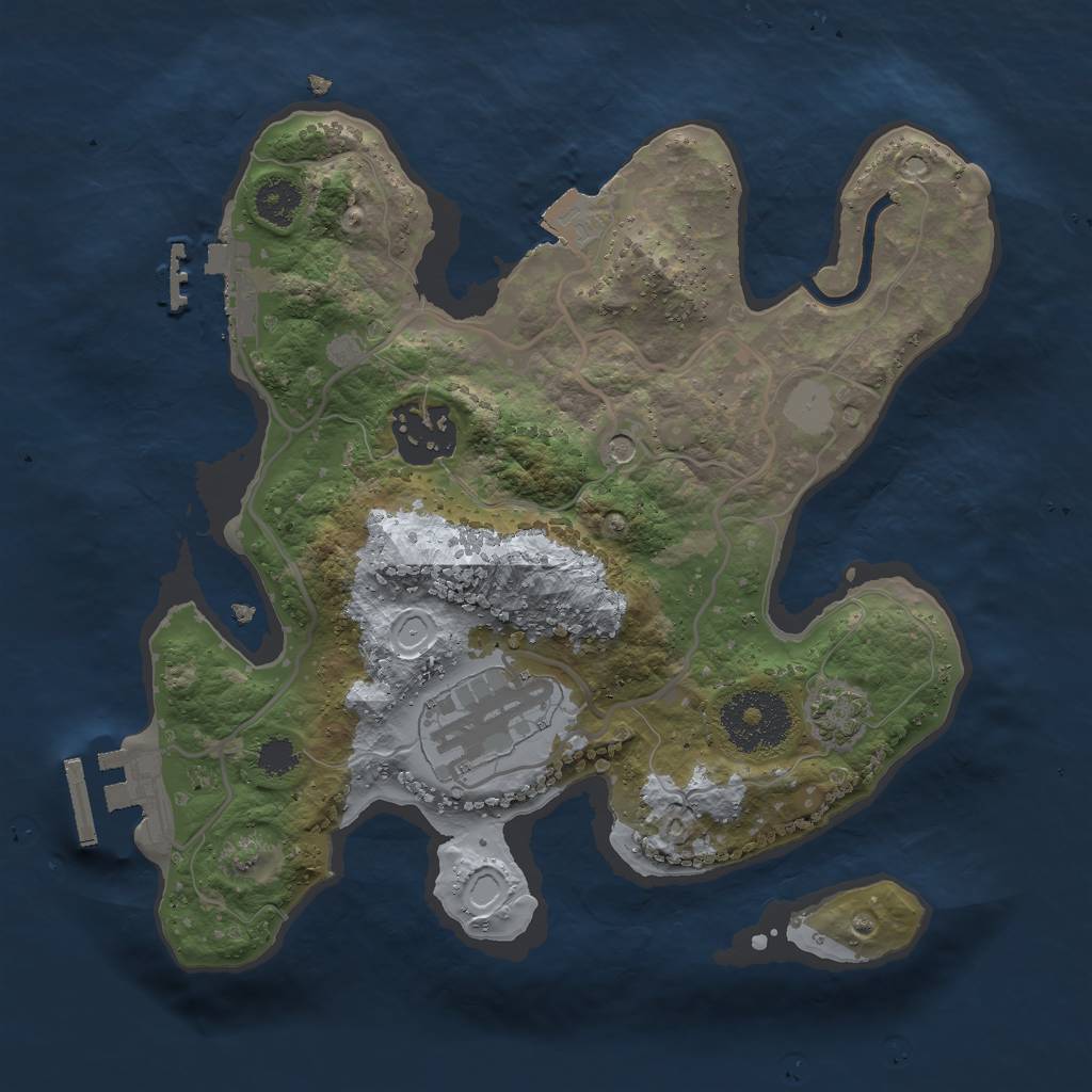 Rust Map: Procedural Map, Size: 2500, Seed: 132944647, 9 Monuments
