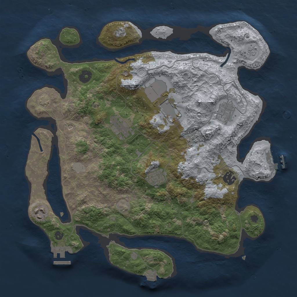 Rust Map: Procedural Map, Size: 3500, Seed: 206083630, 15 Monuments