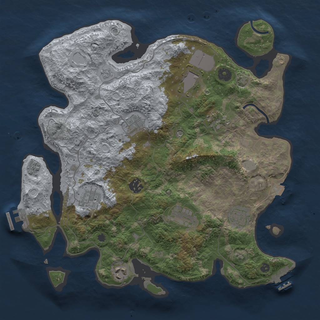 Rust Map: Procedural Map, Size: 3500, Seed: 34106892, 17 Monuments