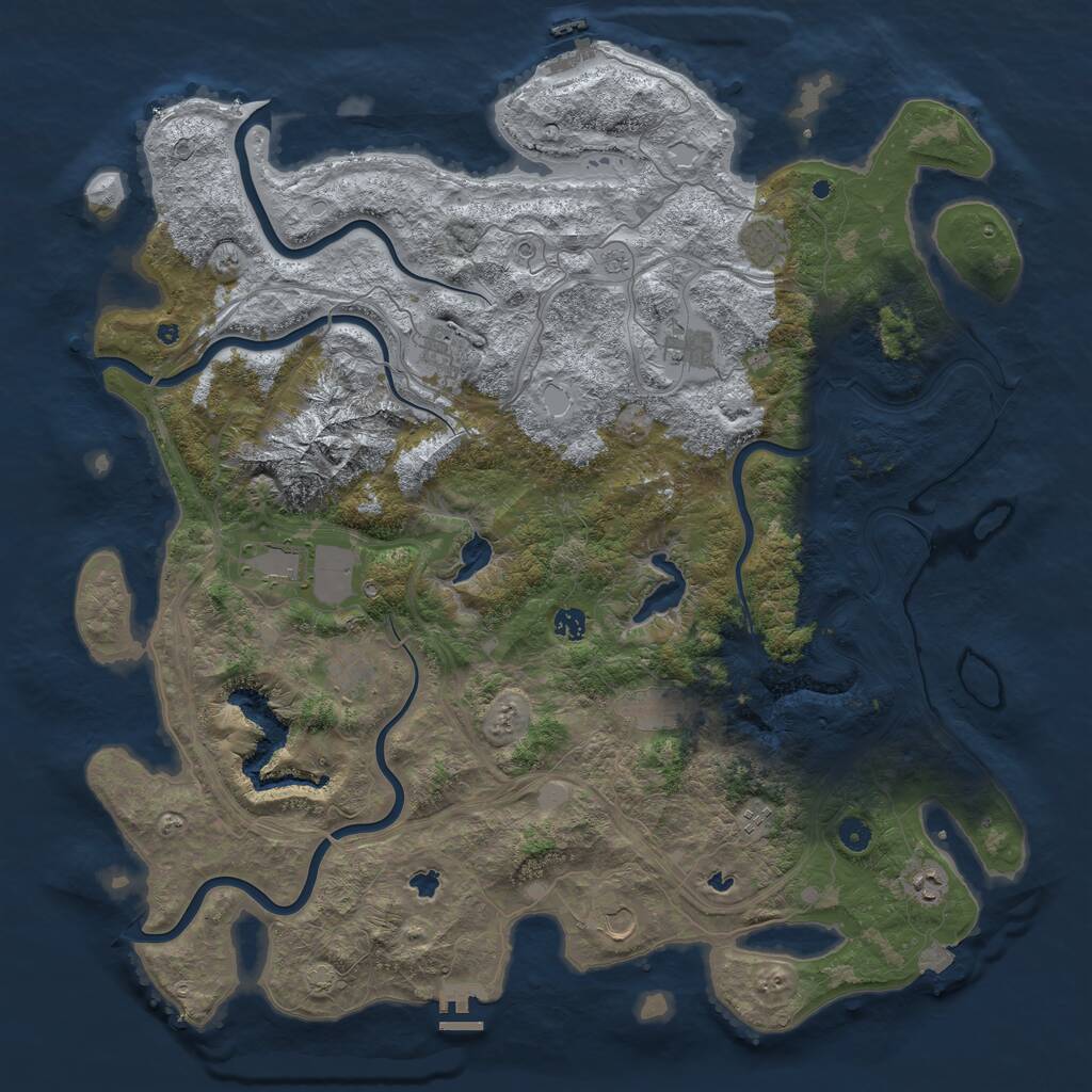 Rust Map: Procedural Map, Size: 5000, Seed: 2072942062, 16 Monuments