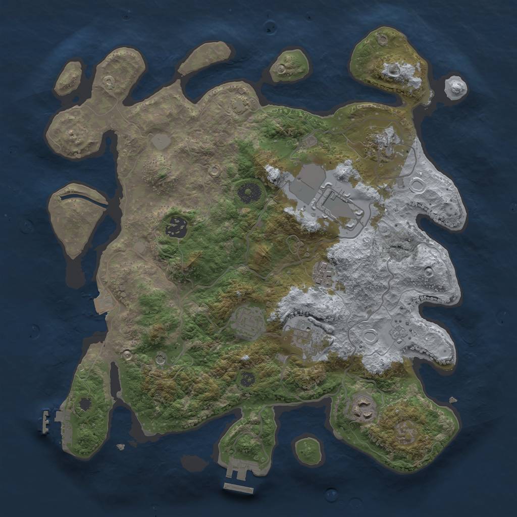 Rust Map: Procedural Map, Size: 3500, Seed: 1822307207, 15 Monuments