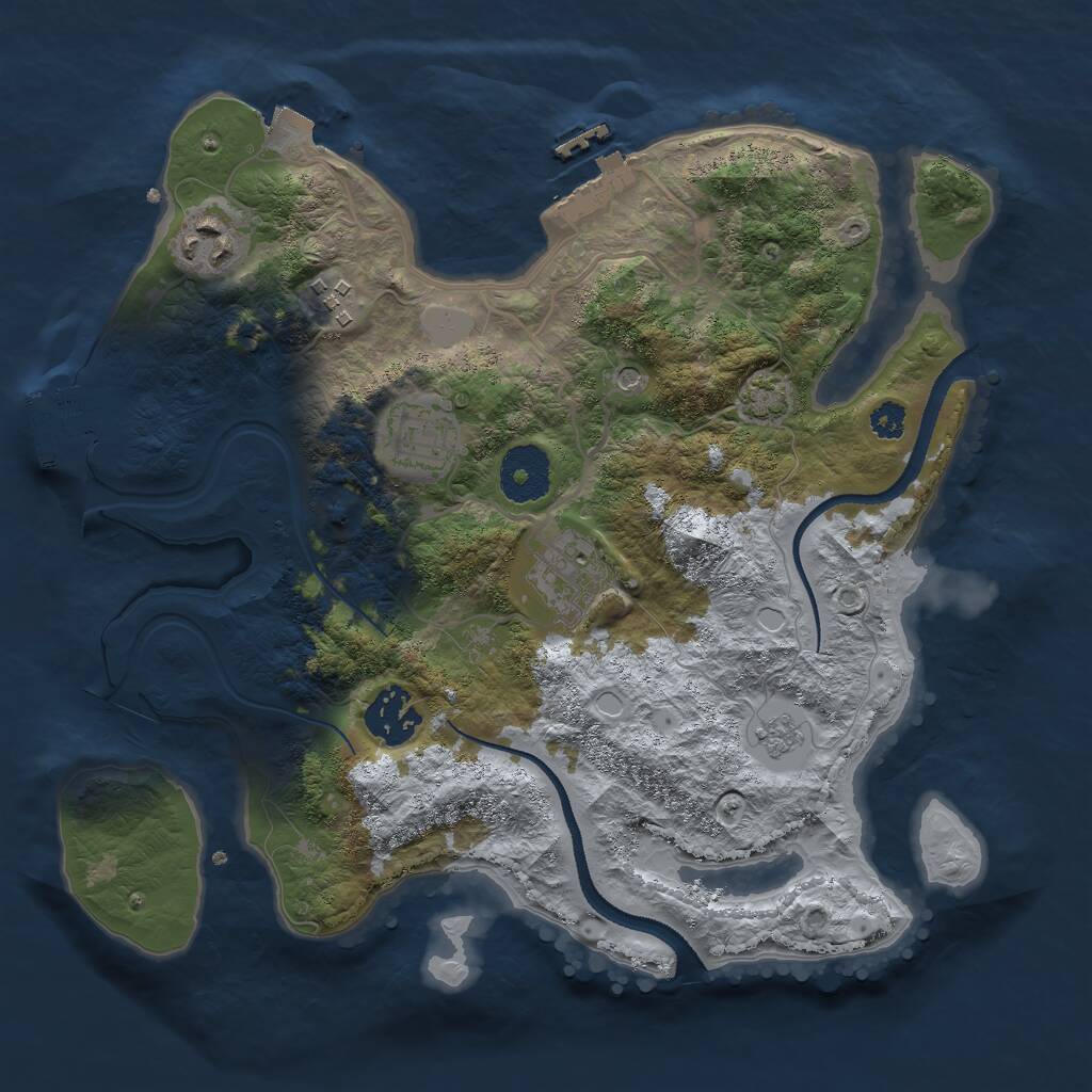 Rust Map: Procedural Map, Size: 3000, Seed: 327593926, 11 Monuments