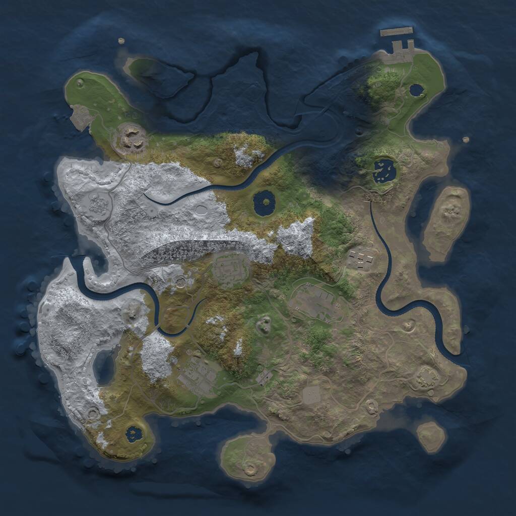 Rust Map: Procedural Map, Size: 3200, Seed: 608214239, 11 Monuments