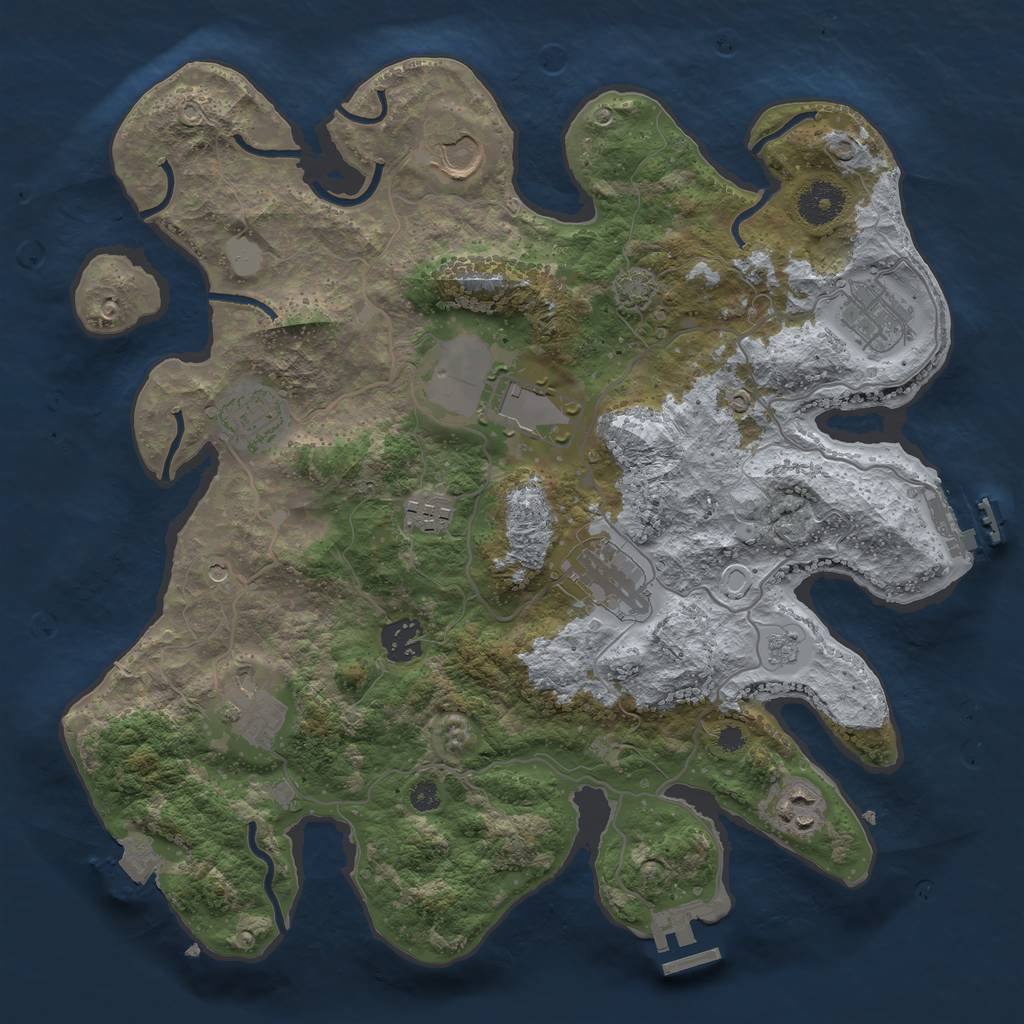 Rust Map: Procedural Map, Size: 3500, Seed: 230578, 17 Monuments