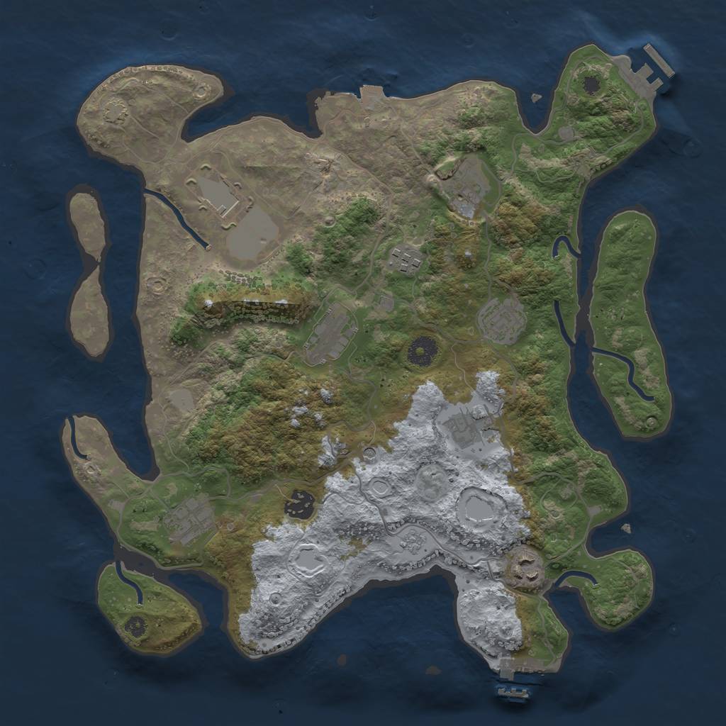 Rust Map: Procedural Map, Size: 3650, Seed: 34200485, 17 Monuments