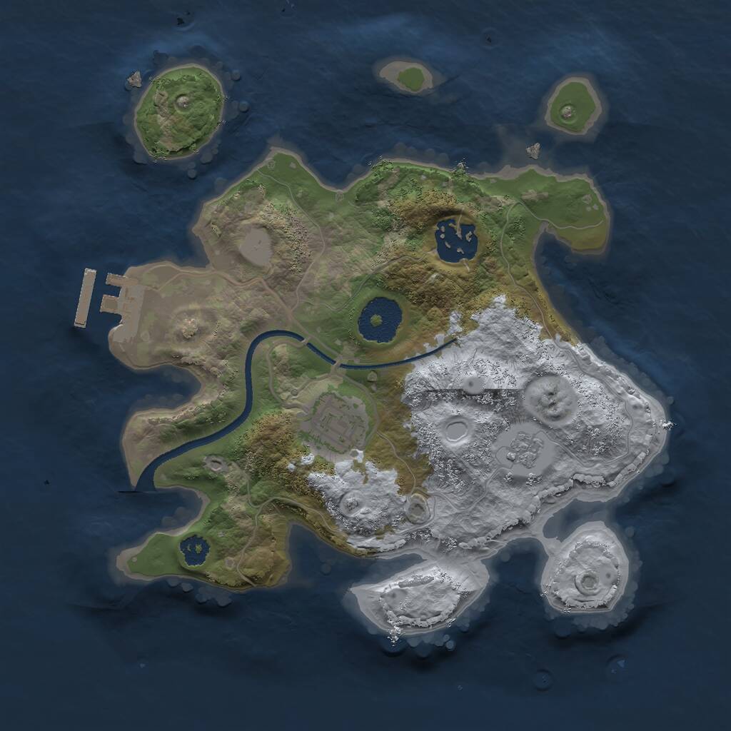 Rust Map: Procedural Map, Size: 2500, Seed: 3879216, 5 Monuments
