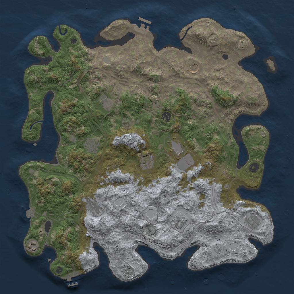 Rust Map: Procedural Map, Size: 4500, Seed: 1962921043, 19 Monuments