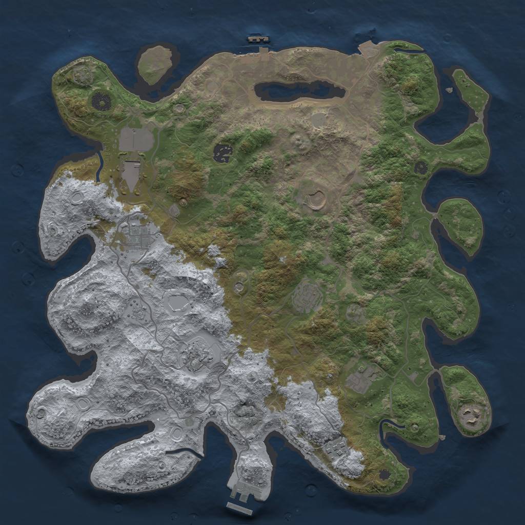 Rust Map: Procedural Map, Size: 4000, Seed: 405176925, 17 Monuments