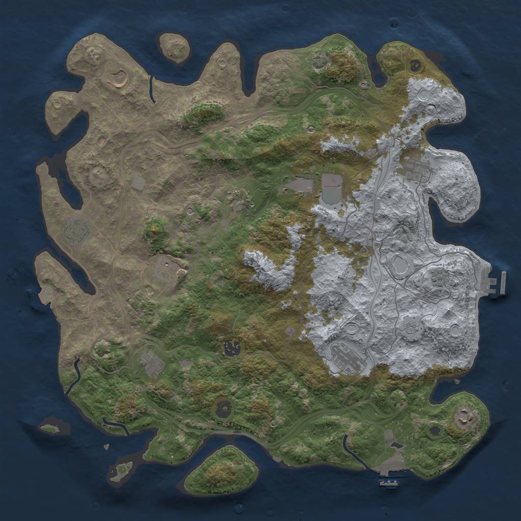 Rust Map: Procedural Map, Size: 4500, Seed: 1516245247, 19 Monuments
