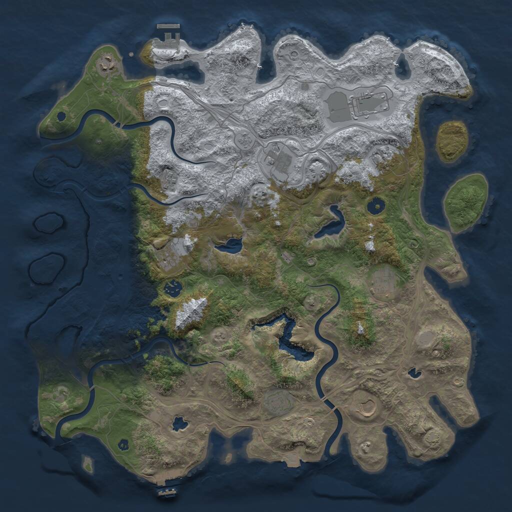 Rust Map: Procedural Map, Size: 4500, Seed: 23804765, 16 Monuments