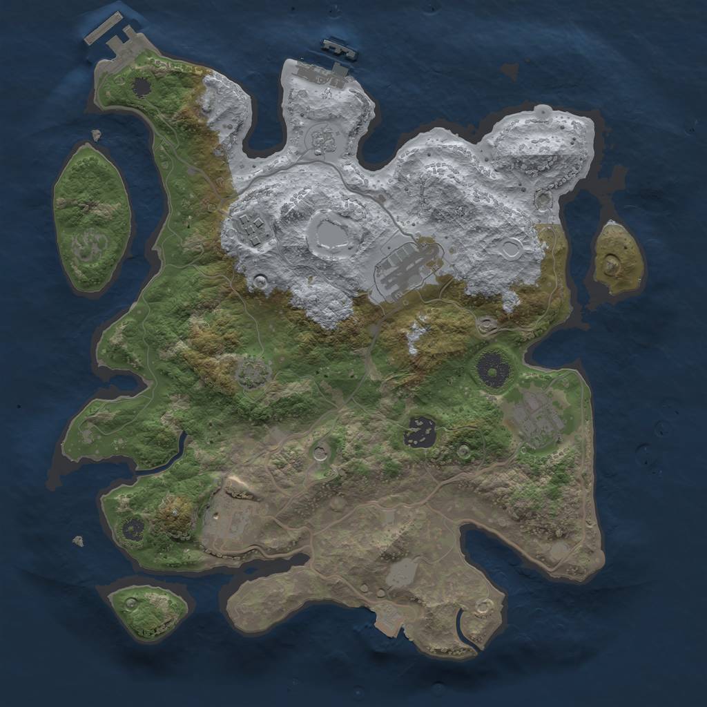 Rust Map: Procedural Map, Size: 3200, Seed: 40551, 13 Monuments