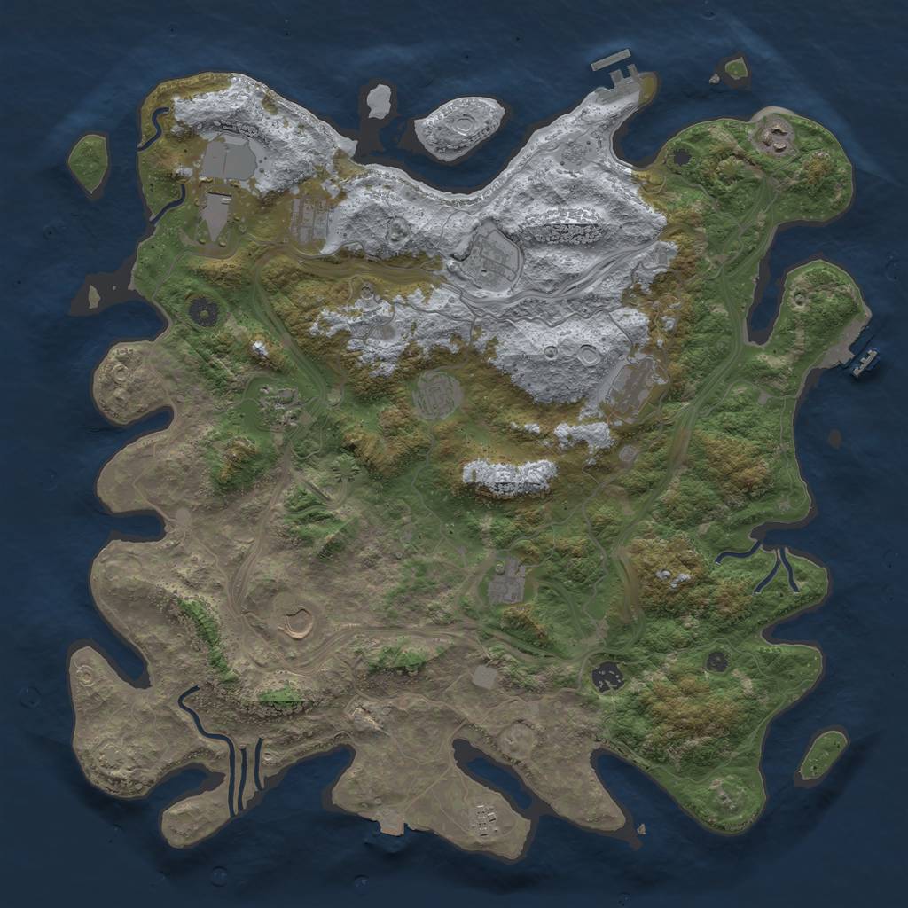 Rust Map: Procedural Map, Size: 4500, Seed: 2098052527, 19 Monuments