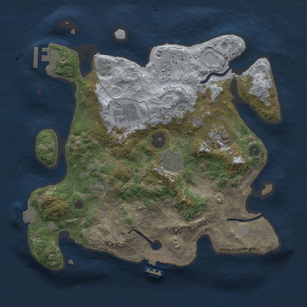 Rust Map: Procedural Map, Size: 3000, Seed: 28771, 12 Monuments