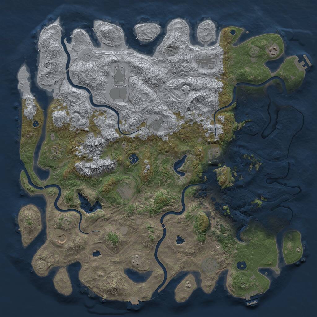 Rust Map: Procedural Map, Size: 5000, Seed: 5693324, 17 Monuments