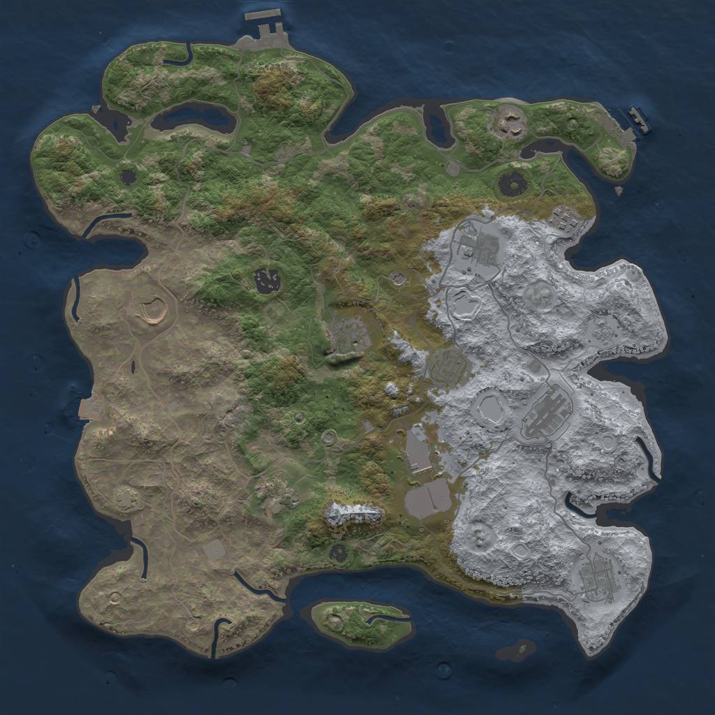 Rust Map: Procedural Map, Size: 4000, Seed: 1751406784, 19 Monuments