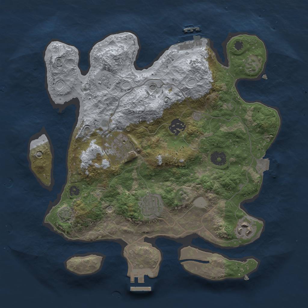 Rust Map: Procedural Map, Size: 3000, Seed: 747339449, 12 Monuments