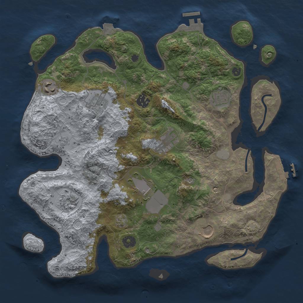 Rust Map: Procedural Map, Size: 3500, Seed: 123778596, 16 Monuments