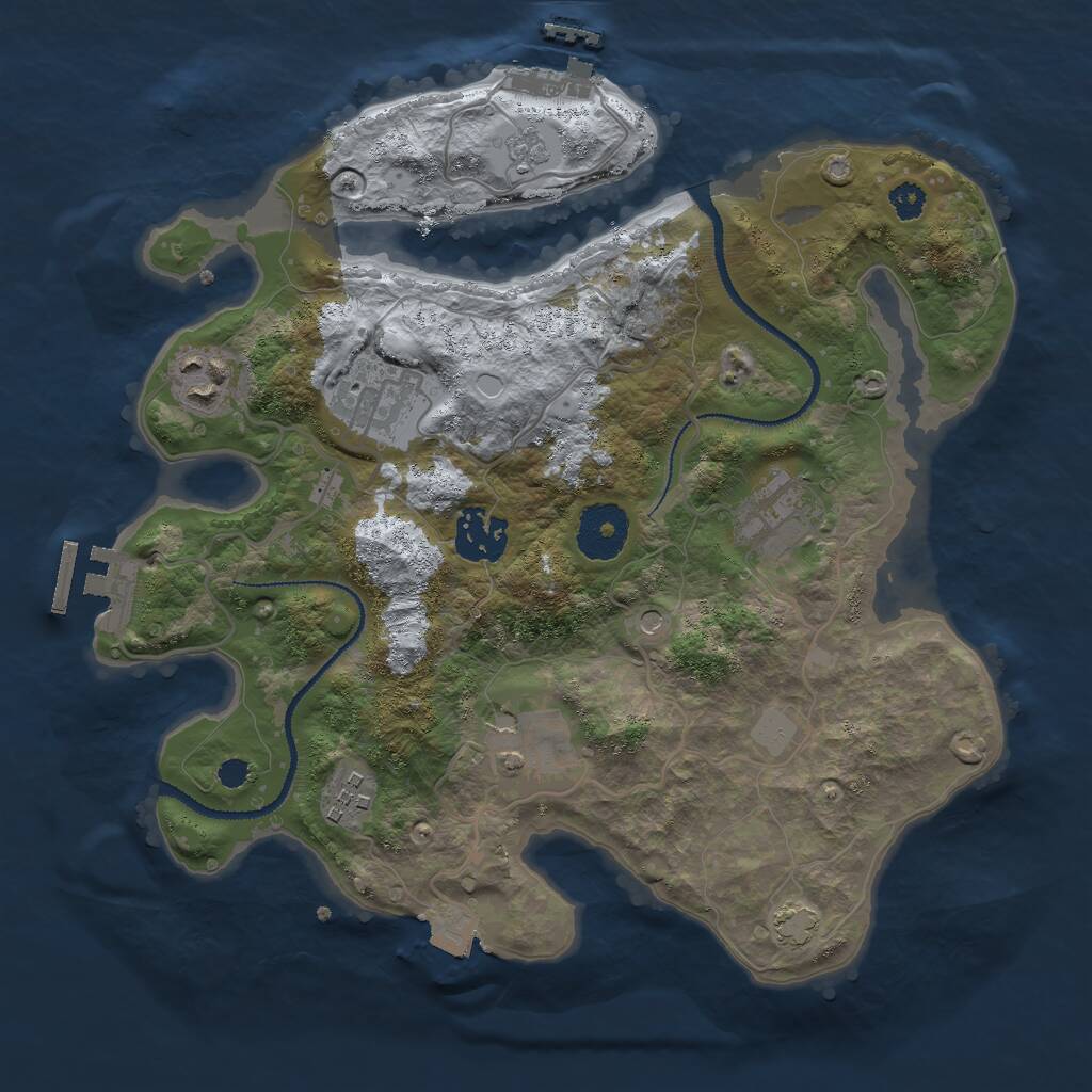 Rust Map: Procedural Map, Size: 3000, Seed: 3966, 12 Monuments