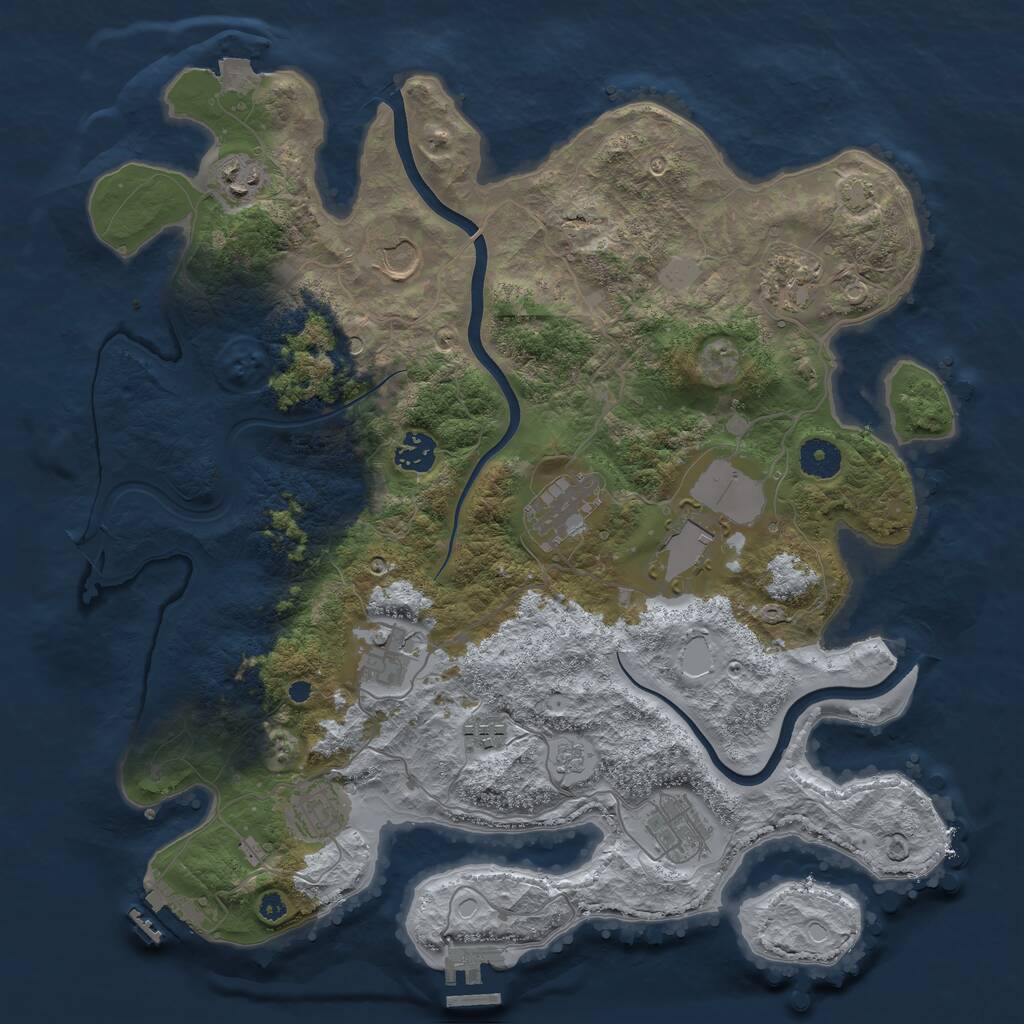Rust Map: Procedural Map, Size: 3800, Seed: 2548725, 16 Monuments