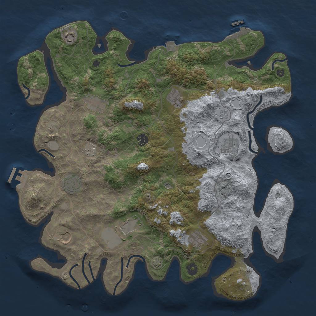 Rust Map: Procedural Map, Size: 4000, Seed: 252295072, 18 Monuments