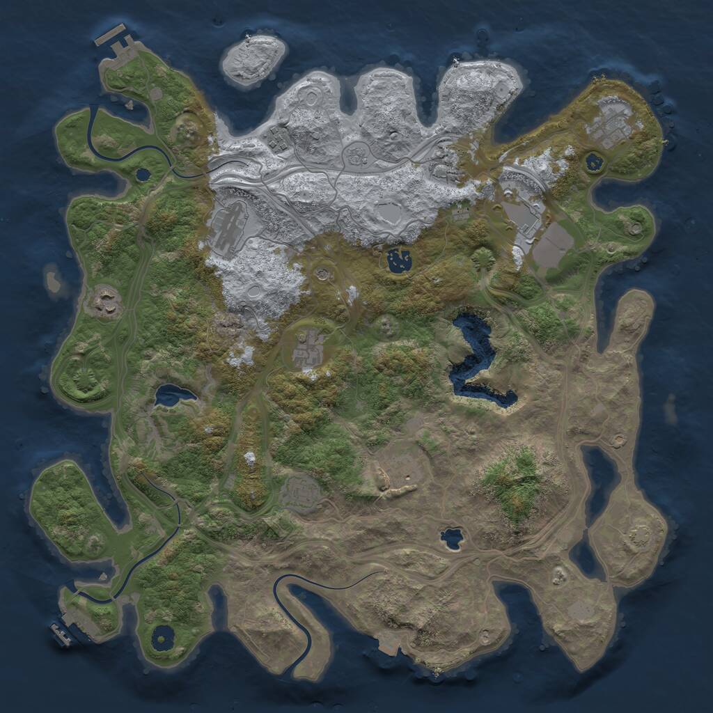 Rust Map: Procedural Map, Size: 4250, Seed: 87867911, 16 Monuments