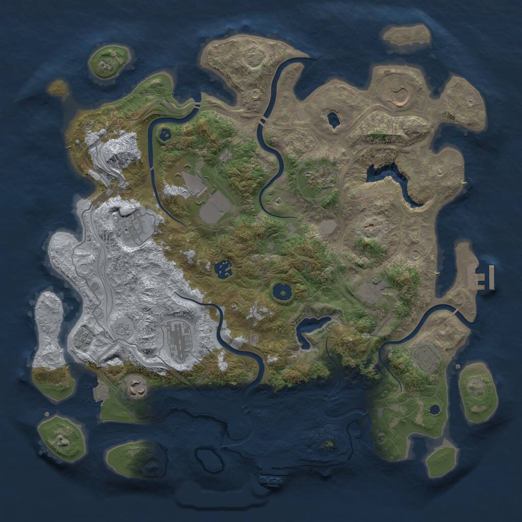 Rust Map: Procedural Map, Size: 4250, Seed: 1445881795, 16 Monuments