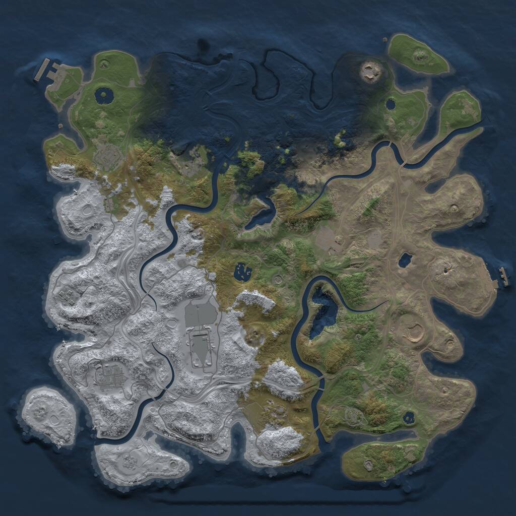 Rust Map: Procedural Map, Size: 4250, Seed: 454646, 16 Monuments