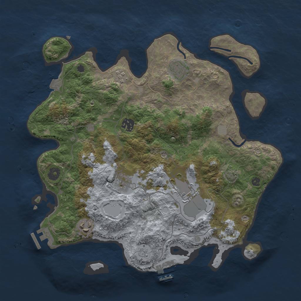Rust Map: Procedural Map, Size: 3500, Seed: 1864607172, 14 Monuments