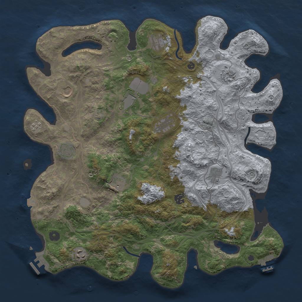 Rust Map: Procedural Map, Size: 4300, Seed: 825579232, 19 Monuments