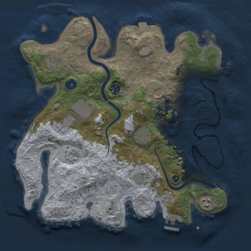 Rust Map: Procedural Map, Size: 3500, Seed: 1138890809, 15 Monuments