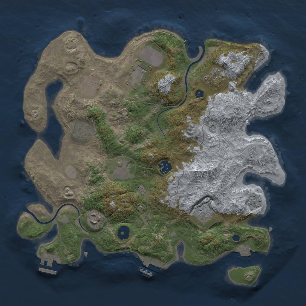 Rust Map: Procedural Map, Size: 3500, Seed: 337693260, 15 Monuments