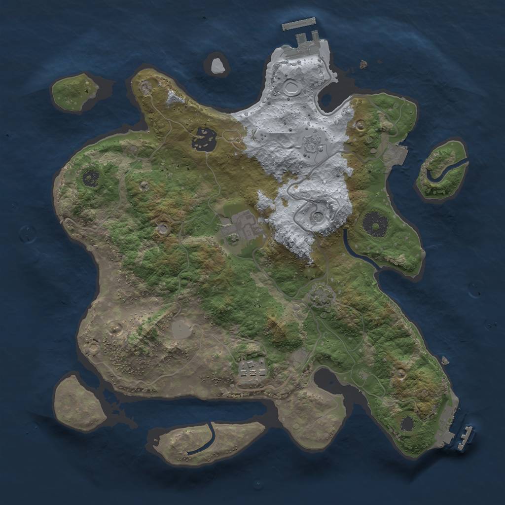 Rust Map: Procedural Map, Size: 3000, Seed: 30558, 11 Monuments