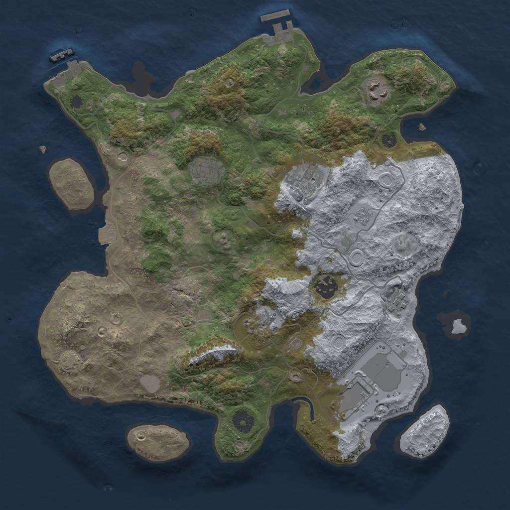 Rust Map: Procedural Map, Size: 3500, Seed: 605583447, 15 Monuments